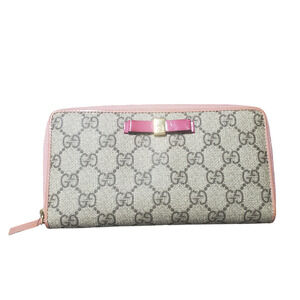 GUCCI GG Logo Ribbon PVC Zip Around Long Wallet